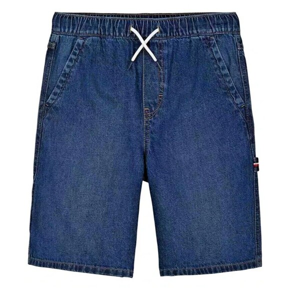 TOMMY HILFIGER Big Boys Pull On Denim Utility Carpenter Jean Shorts Blue L 16-18 - Picture 1 of 5